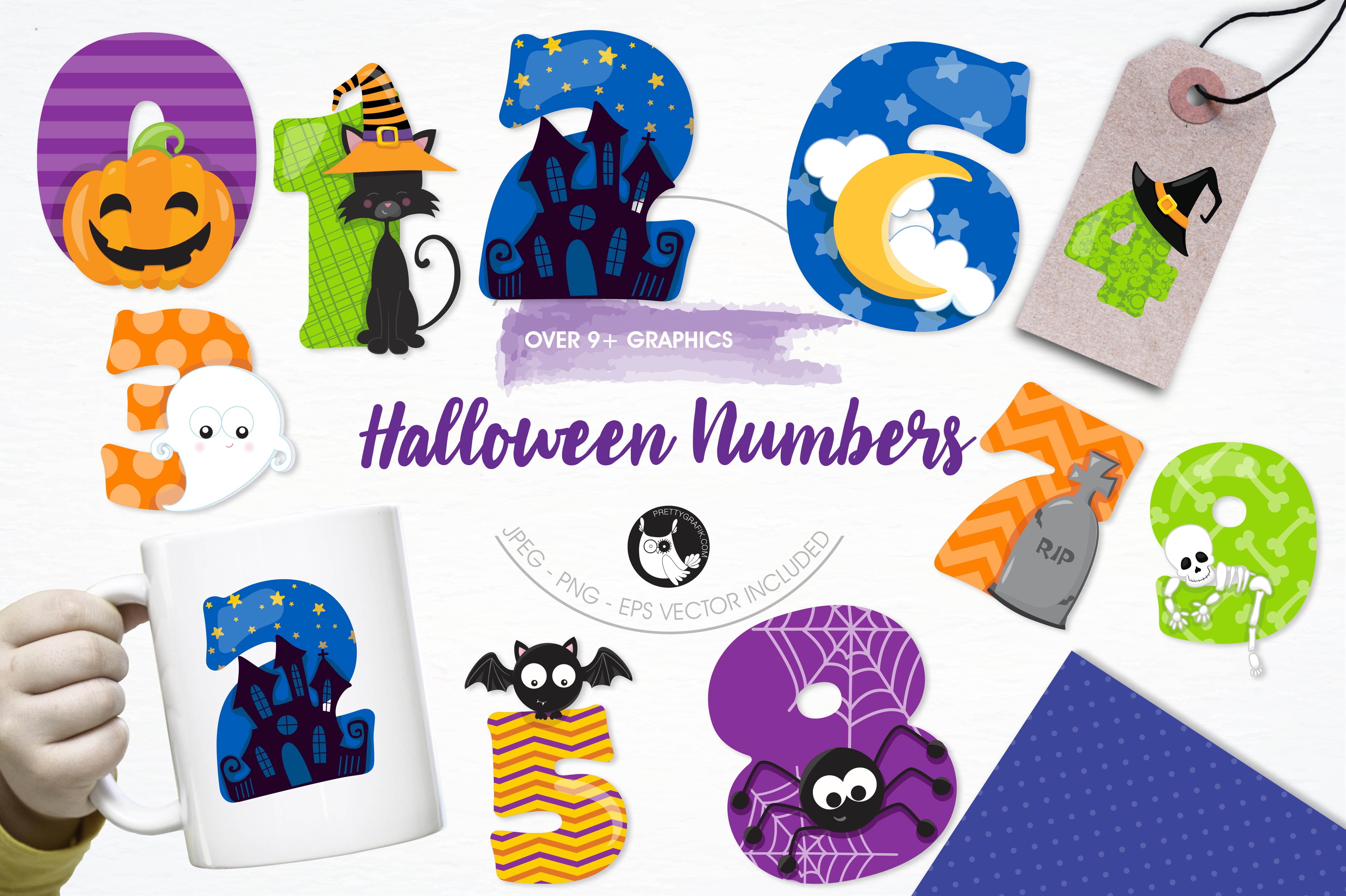 Halloween Numbers Illustration Pack - Vector Image