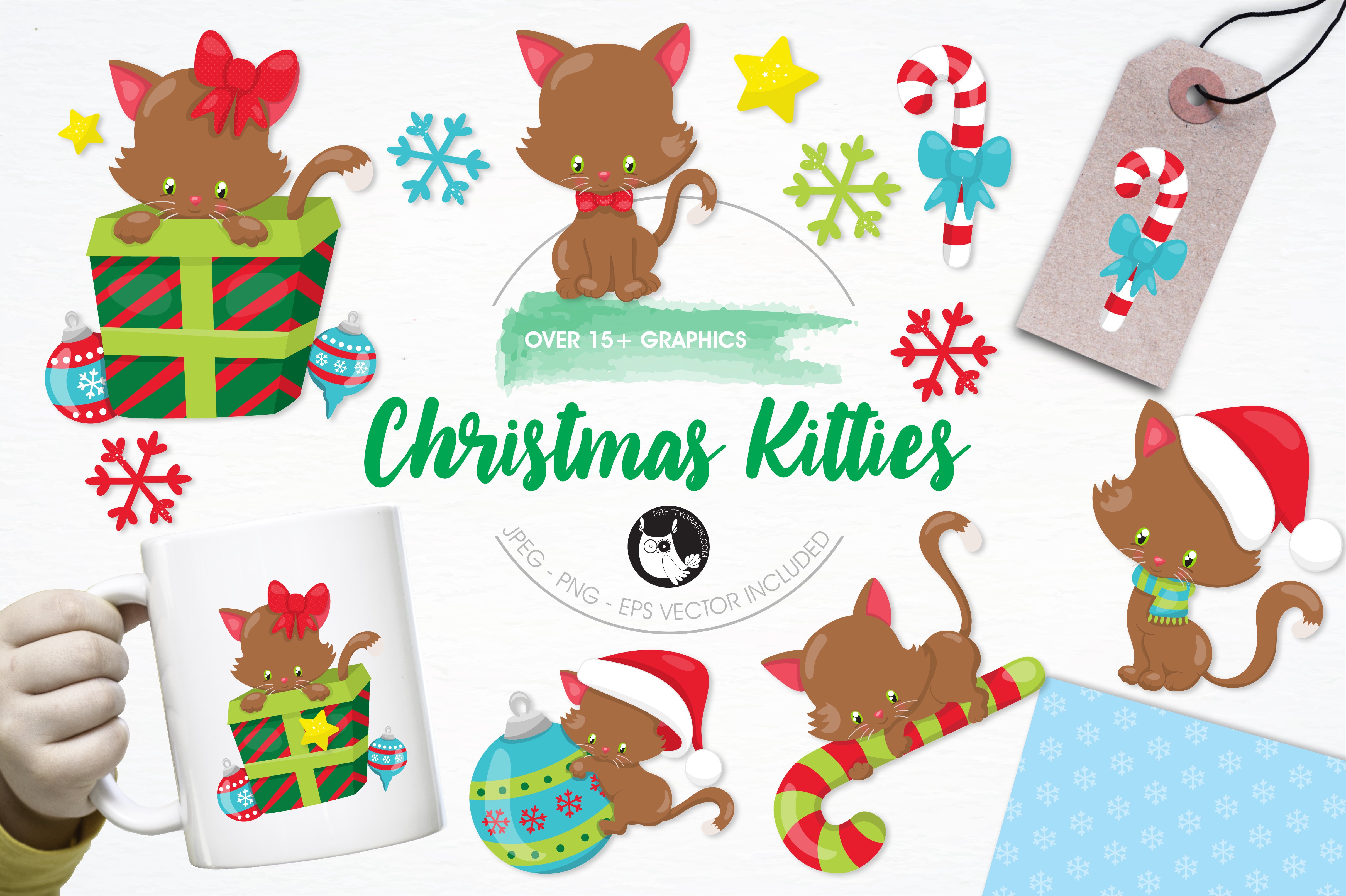 Christmas Kitties Illustration Pack - Vector Image