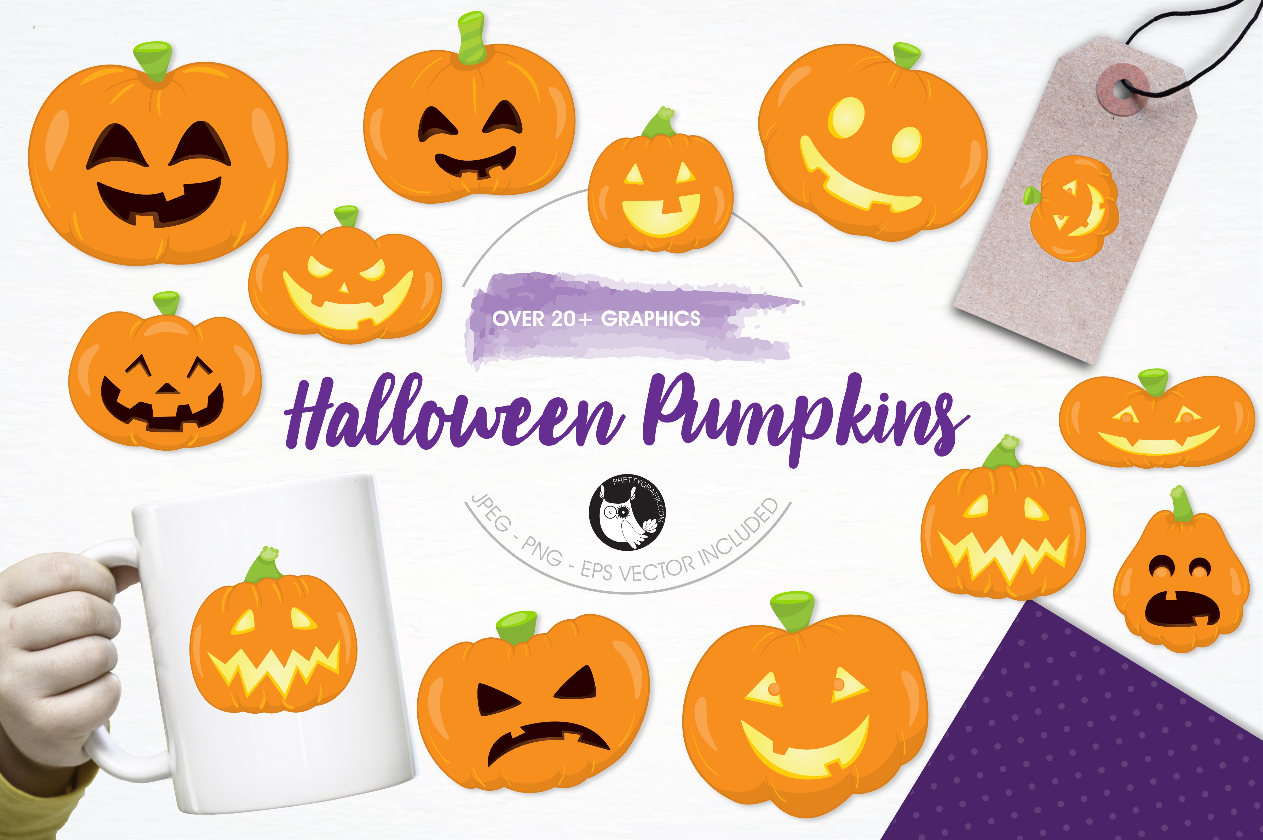 Halloween Pumpkins Illustration Pack - Vector Image