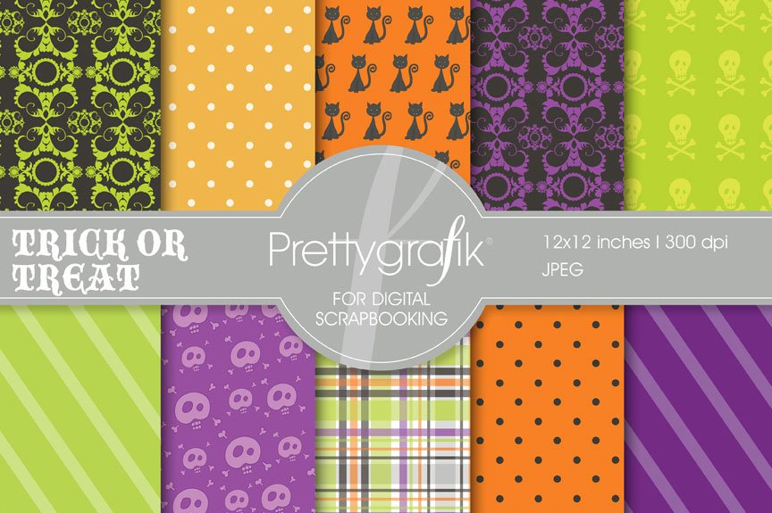 Halloween Digital Paper, Commercial - Vector Image