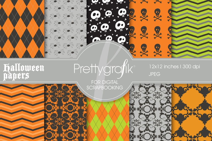 Halloween Digital Paper, Commercial - Vector Image