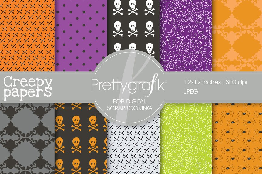 Halloween Digital Papers Scrapbook - Vector Image