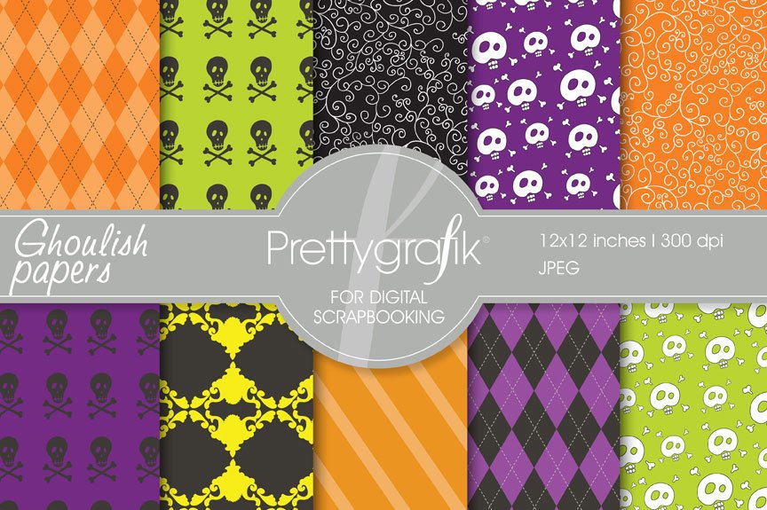 Halloween Digital Paper, Commercial - Vector Image