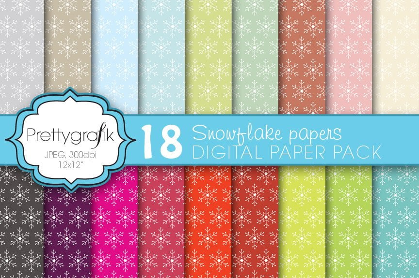 Christmas Snowflake Digital Paper - Vector Image