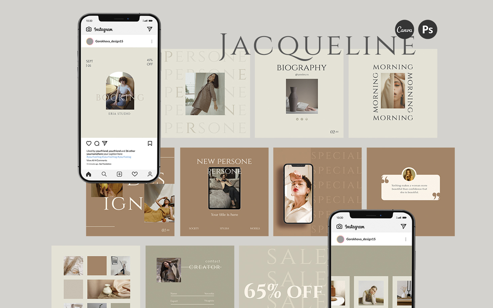 Jacqueline Instagram template| Canva Social Media Template