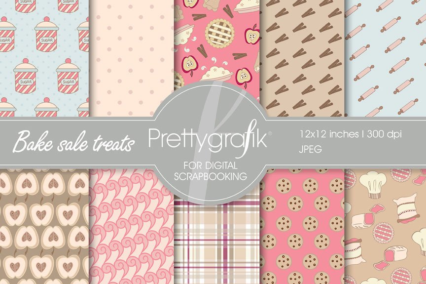 Bake Sale Treats Digital Paper - Vector Image