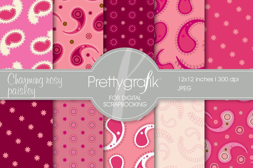 paisley Digital Paper, Commercial - Vector Image