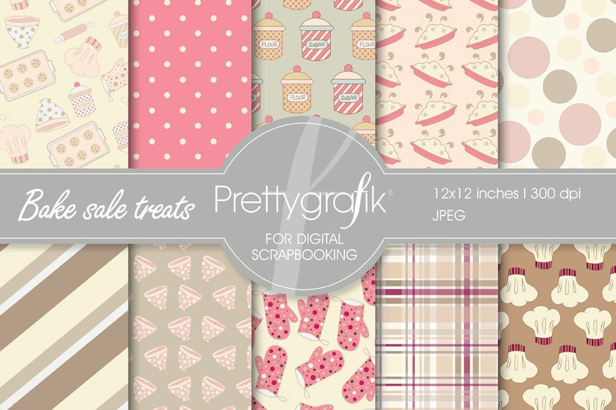 Bake Sale Treats Digital Paper - Vector Image