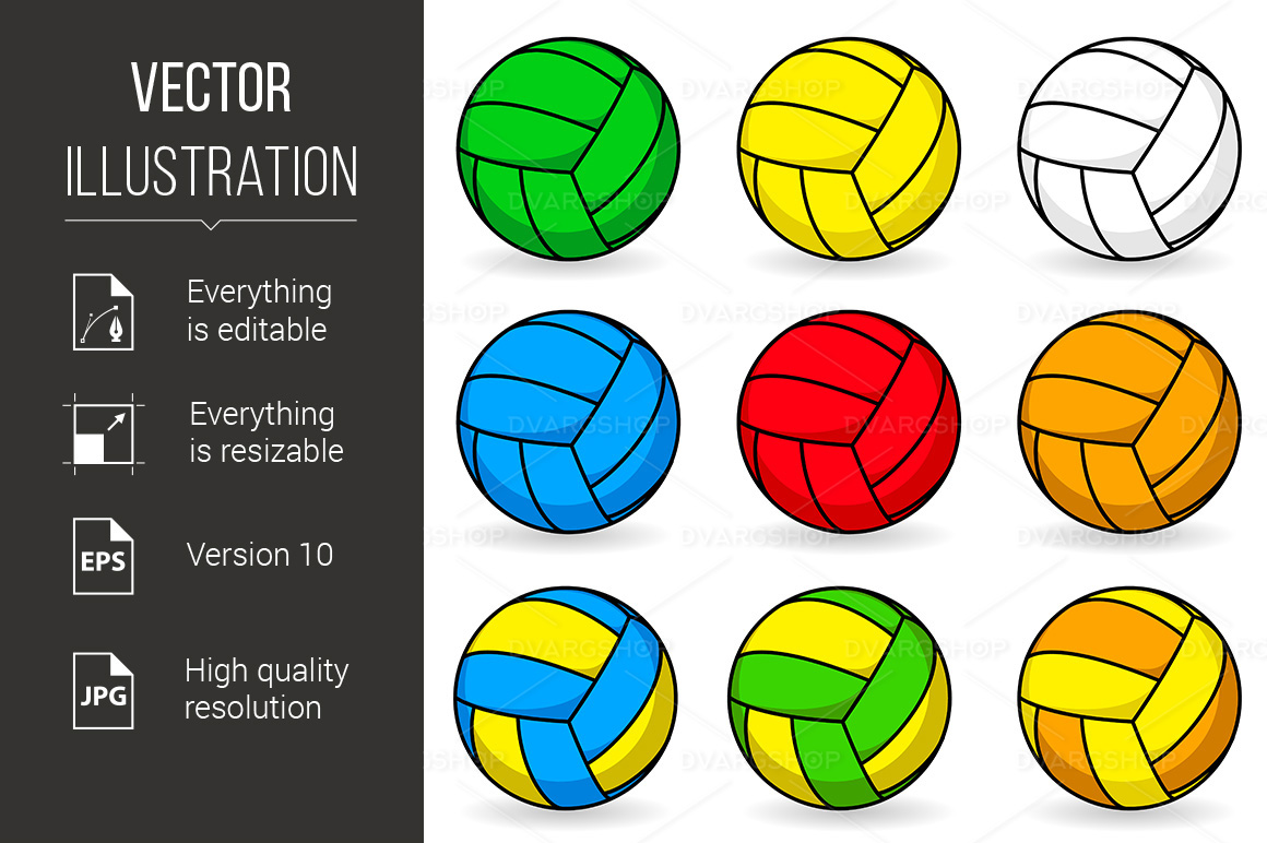 Разноцветный волейбольный мяч клипарт