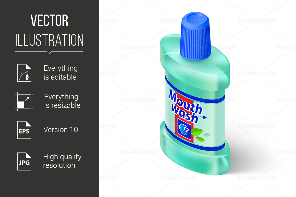 Isometric Bottle of Mouthwash - Vector Image