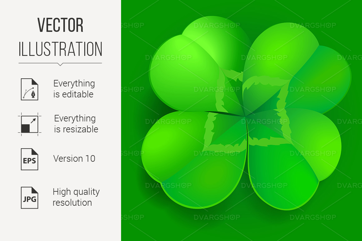 Shamrock, Trefoil or Clover Leaf Irish Symbol - Vector Image