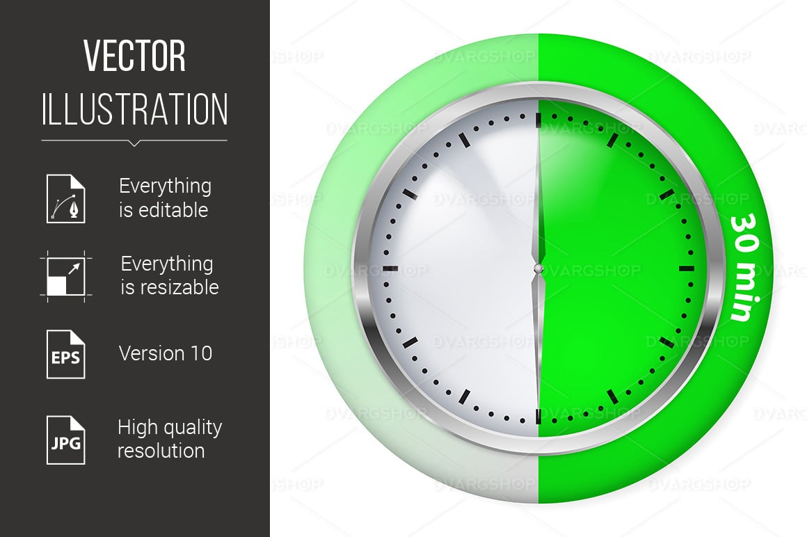 Green Timer Icon - Vector Image