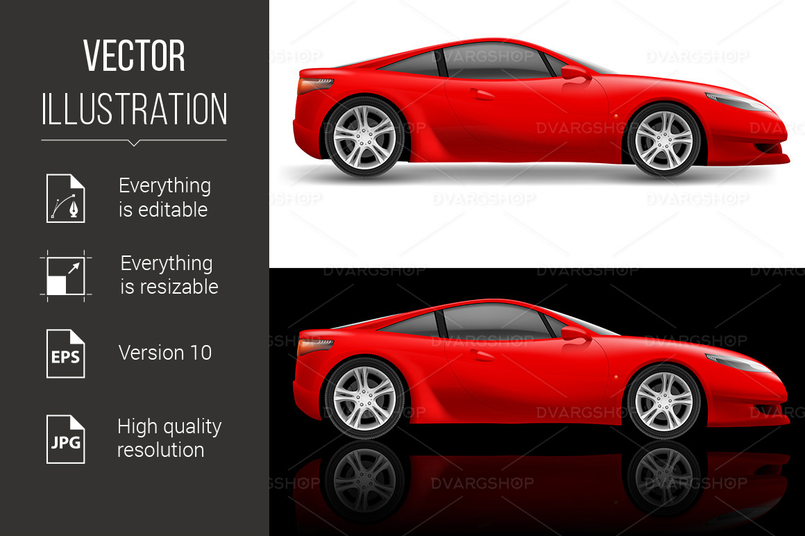 Red Sport Car Icon - Vector Image