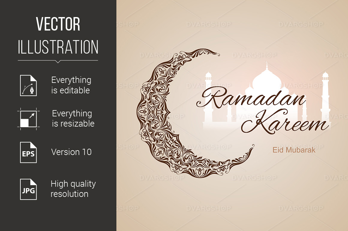 Ramadan Kareem Greeting Card - Vector Image