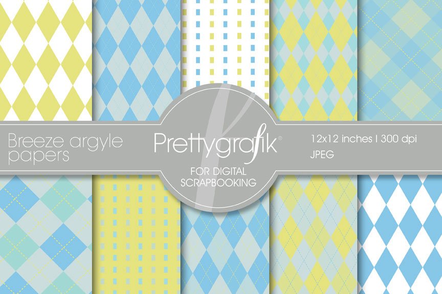 Breeze Argyle Digital Paper - Vector Image