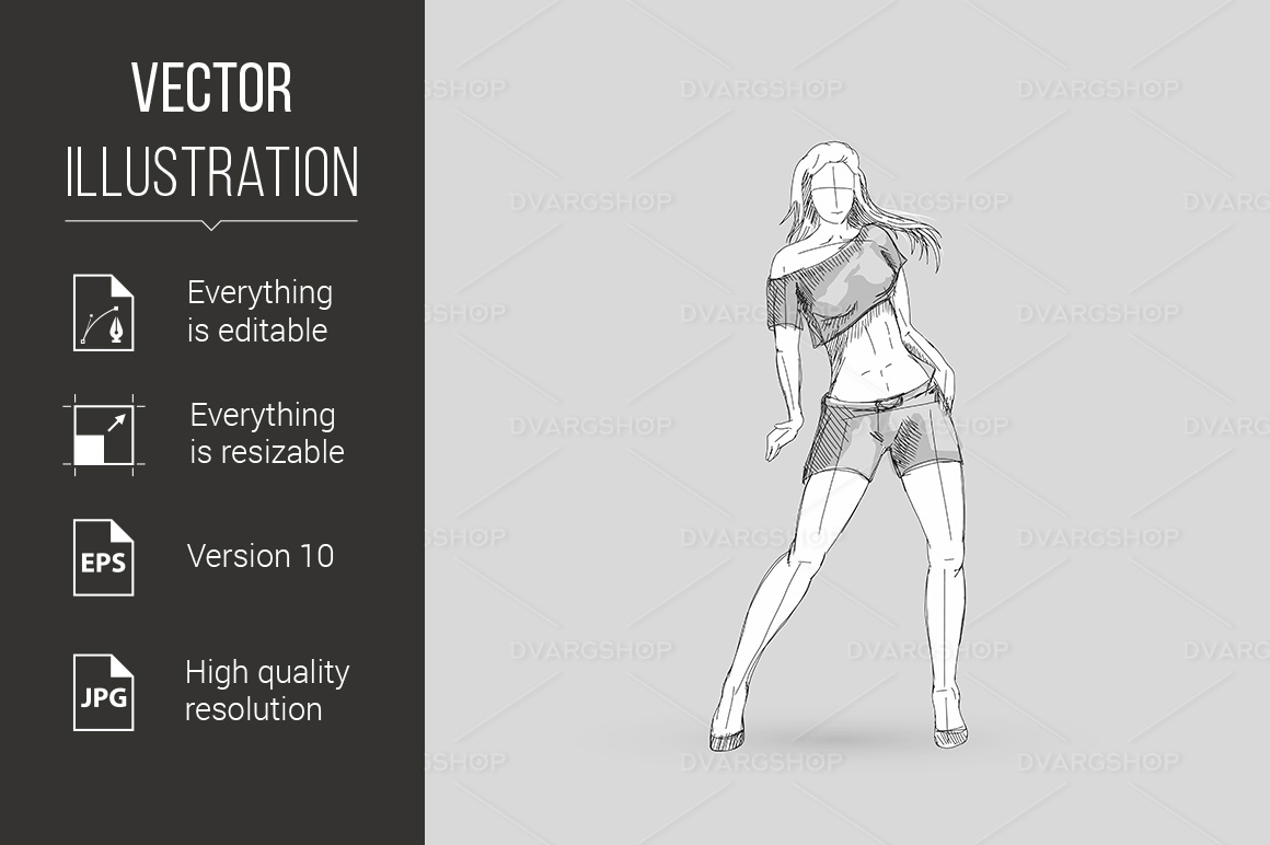 Dancing Girl - Vector Image