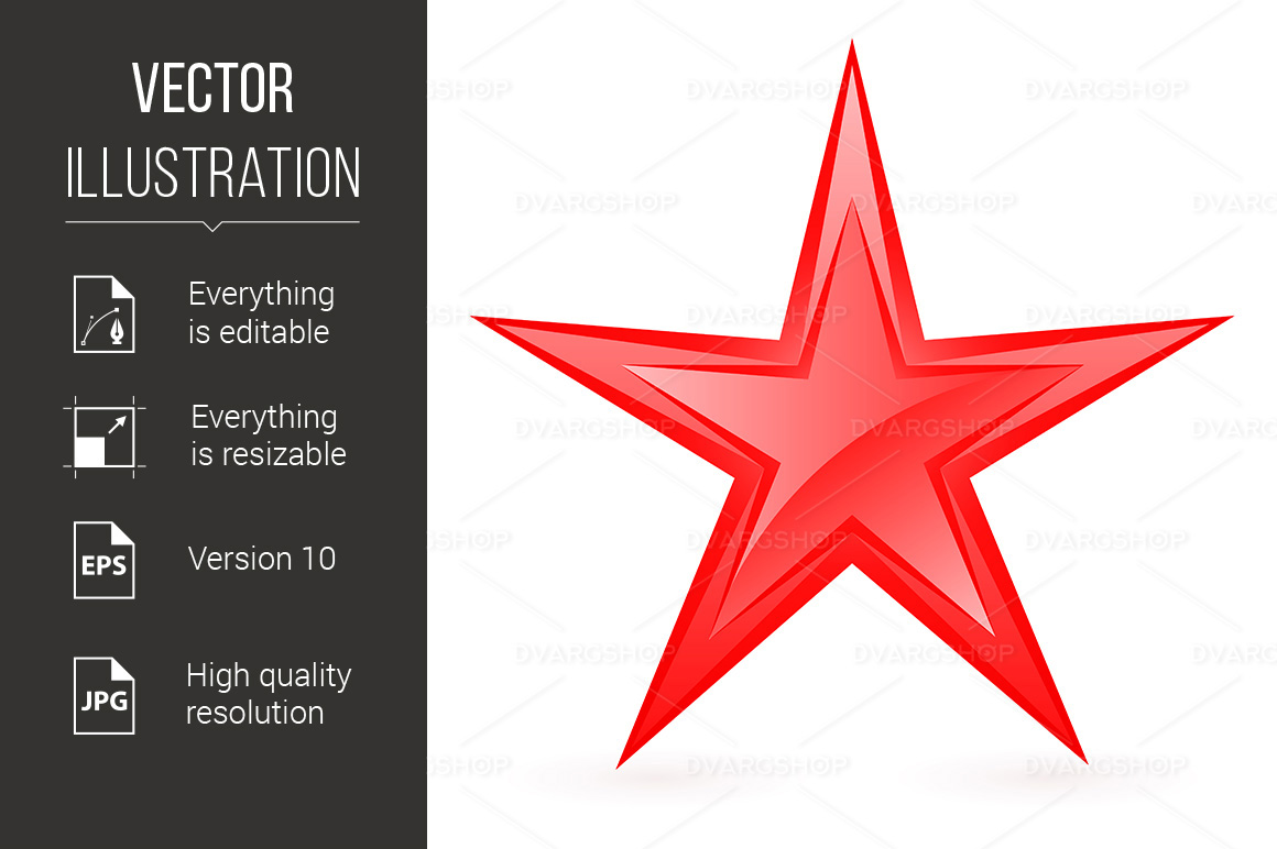 Glossy Red Star - Vector Image