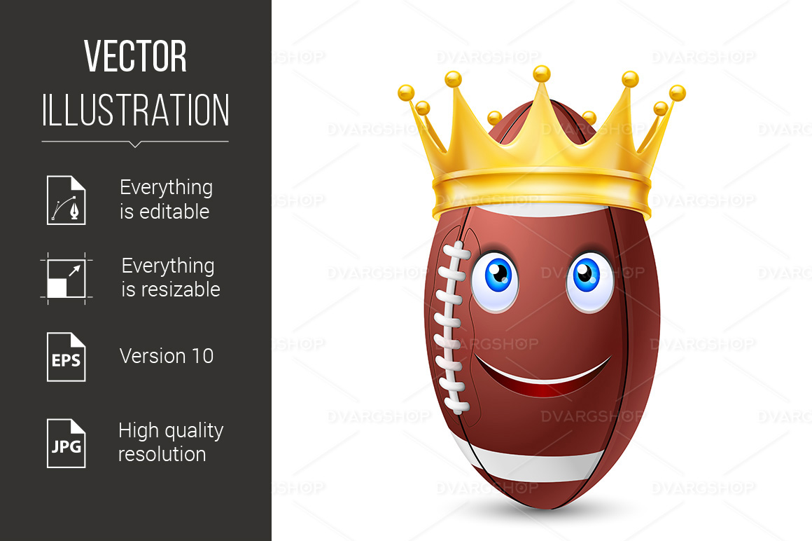 Golden Crown on  Ball Rugby - Vector Image