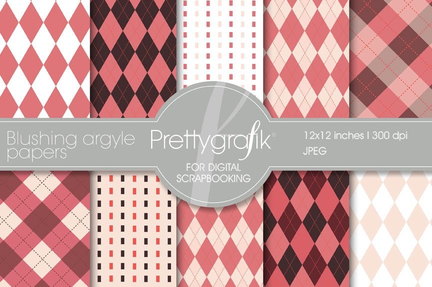 Blushing Argyle Digital Paper - Vector Image