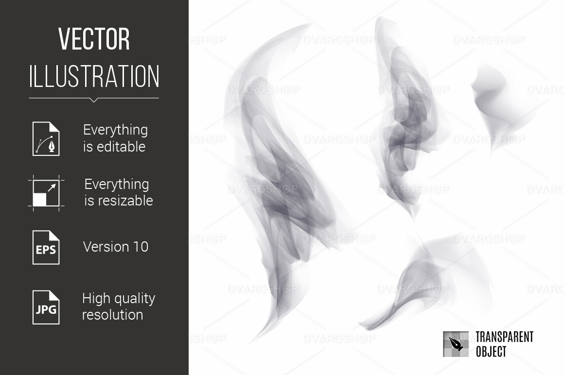 Smoke Transparent Texture on White Background - Vector Image