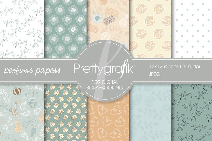 Perfume Digital Paper, Commercial - Vector Image