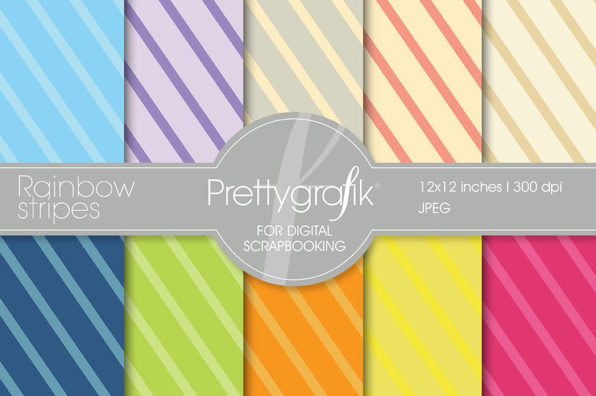 Rainbow Stripes Digital Paper - Vector Image