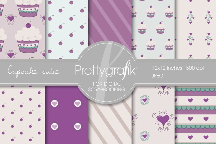 Cupcake Cutie Digital Paper - Vector Image