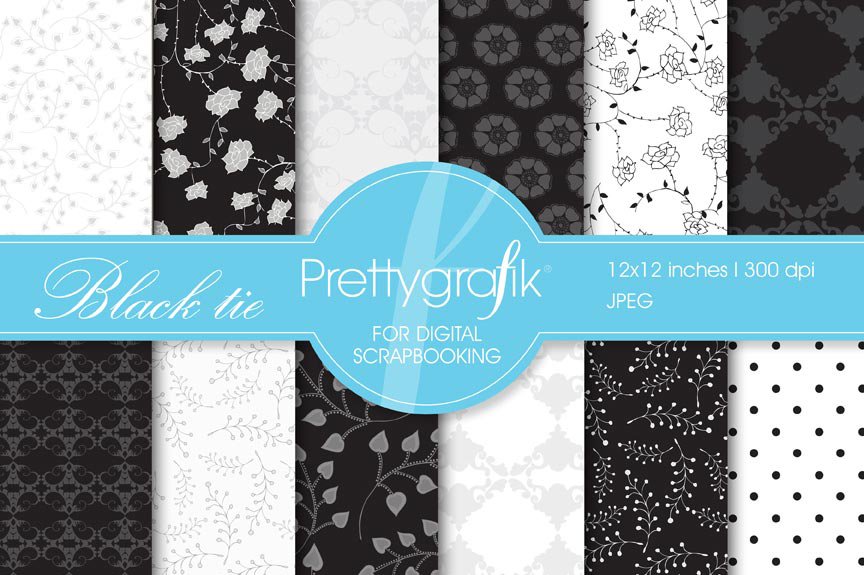 Black tie Digital Paper, Commercial - Vector Image