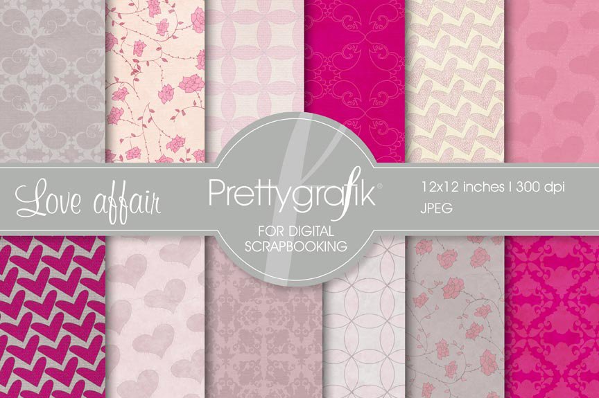 Heart Digital Paper, Commercial Use - Vector Image