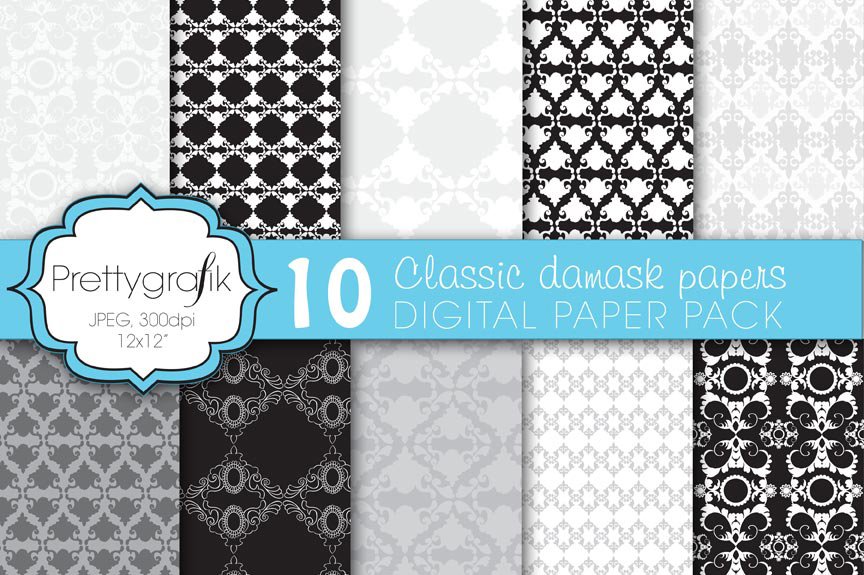 Classic Damask Digital Paper - Vector Image