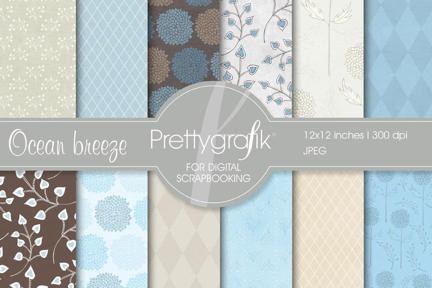 Floral Scrapbook Digital Papers Set - Vector Image