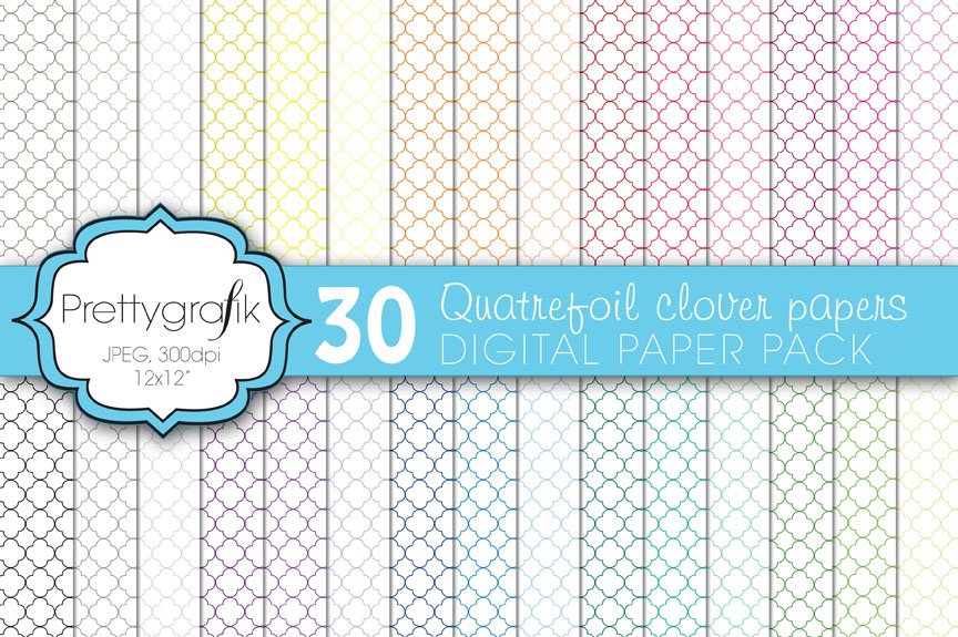 Quatrefoil Clover Digital Paper - Vector Image