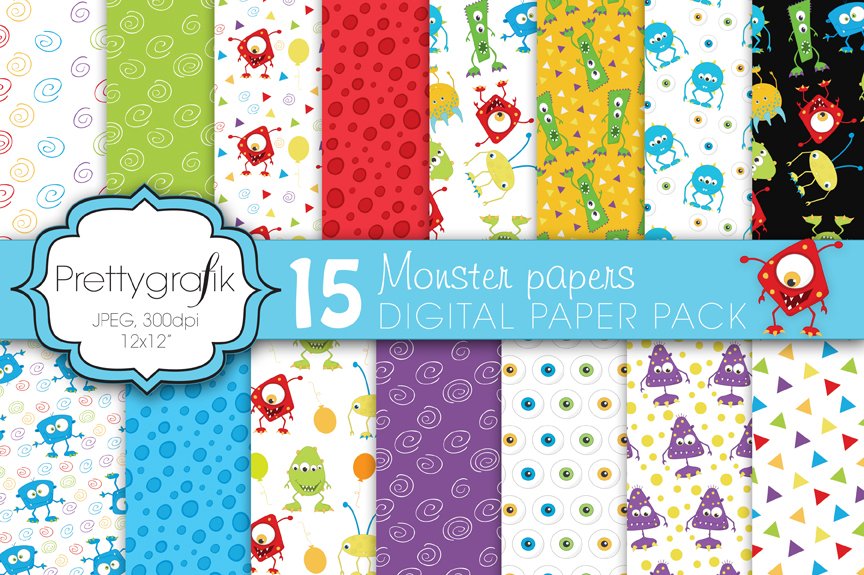 Monster Digital Paper, Commercial - Vector Image