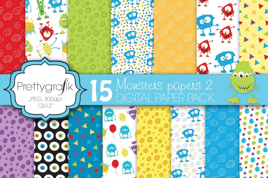 Monster Digital Paper, Commercial - Vector Image