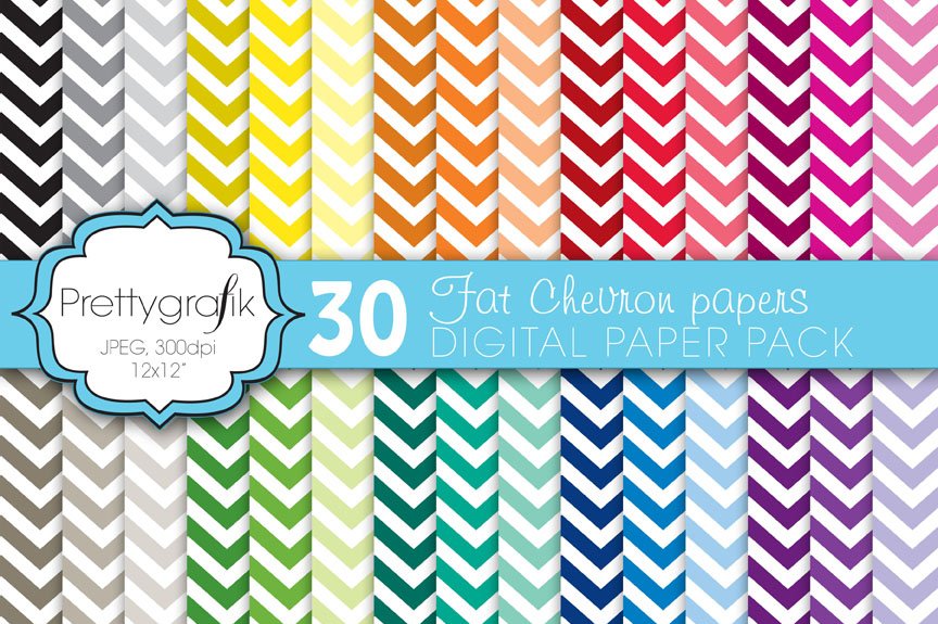 Fat Chevron Digital Paper - Vector Image