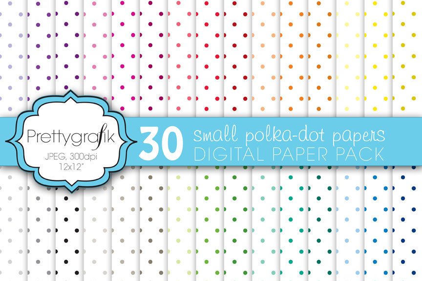 Polka Dot Digital Paper, Commercial - Vector Image