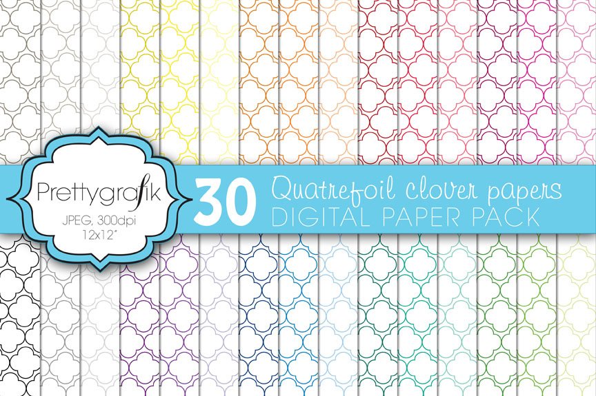 Quatrefoil Clover Digital Paper - Vector Image