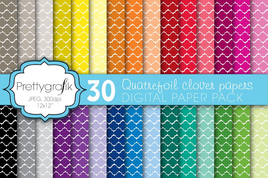 Quatrefoil Clover Digital Paper - Vector Image