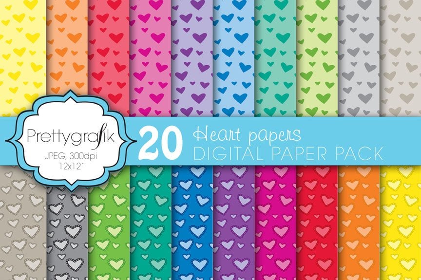 Heart Valentine Digital Paper - Vector Image