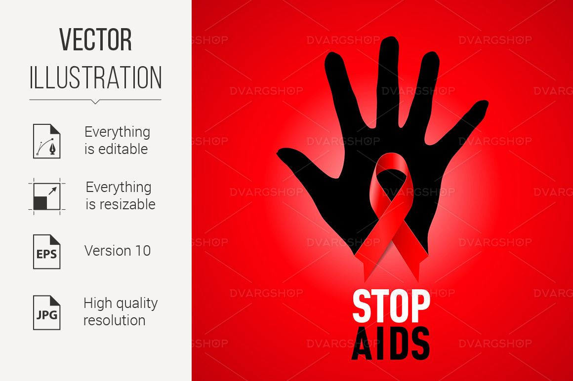 Stop AIDS Sign - Vector Image