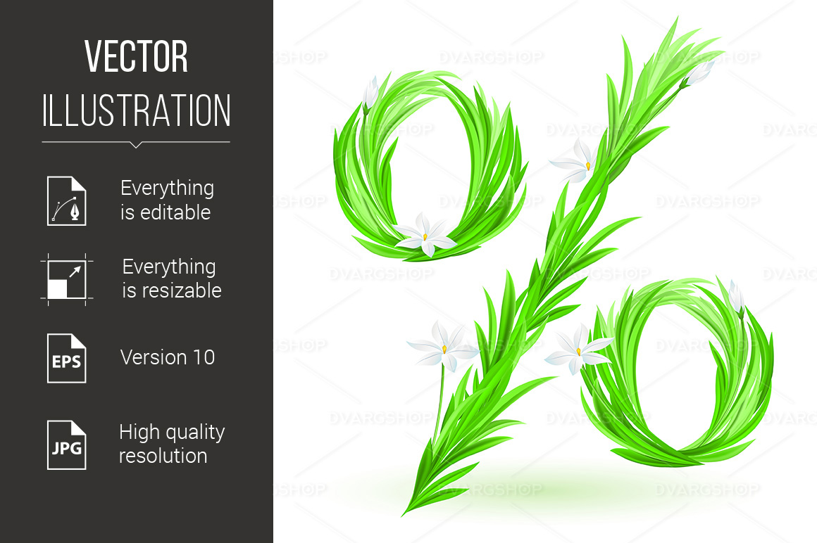 Grass Font Isolated on White Background - Vector Image