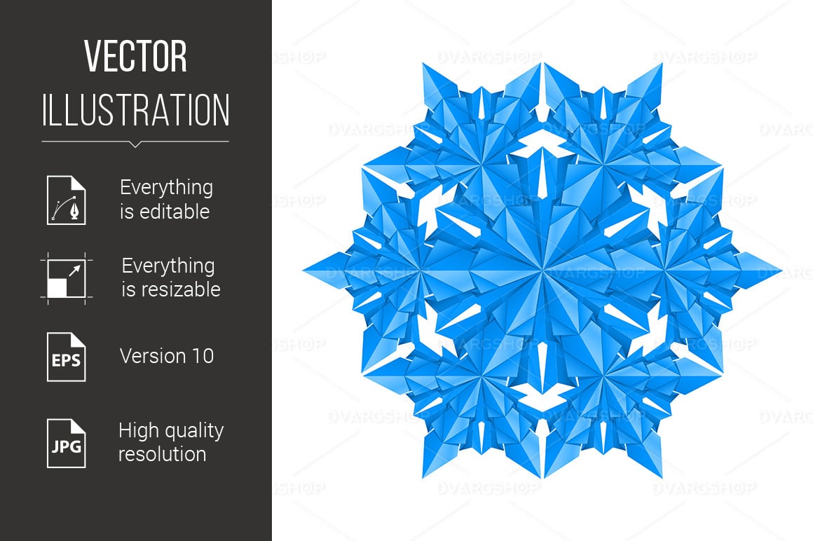 Blue Paper Snowflake - Vector Image