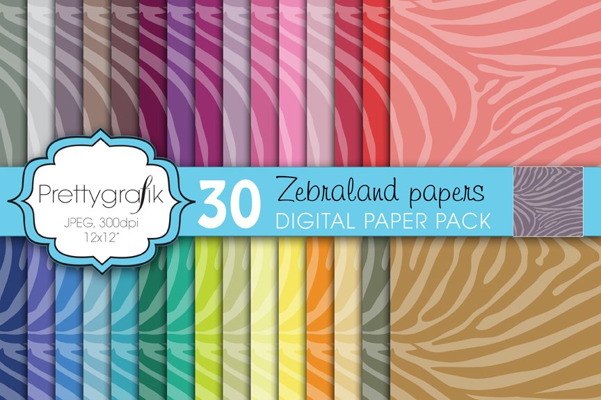 Zebra Animal Print Digital Paper - Vector Image