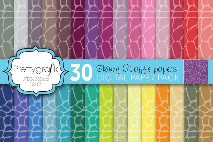 Giraffe Animal Print Digital Paper - Vector Image