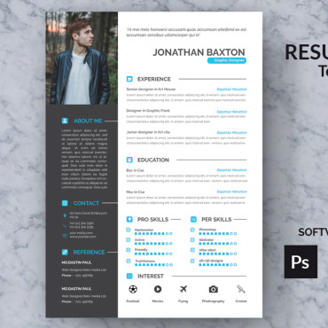 Blue Clean Resume Templates 118988