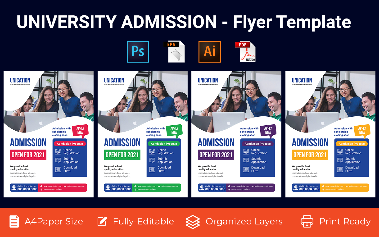 University Admission promotion flyer PSD, AI  design volume-6