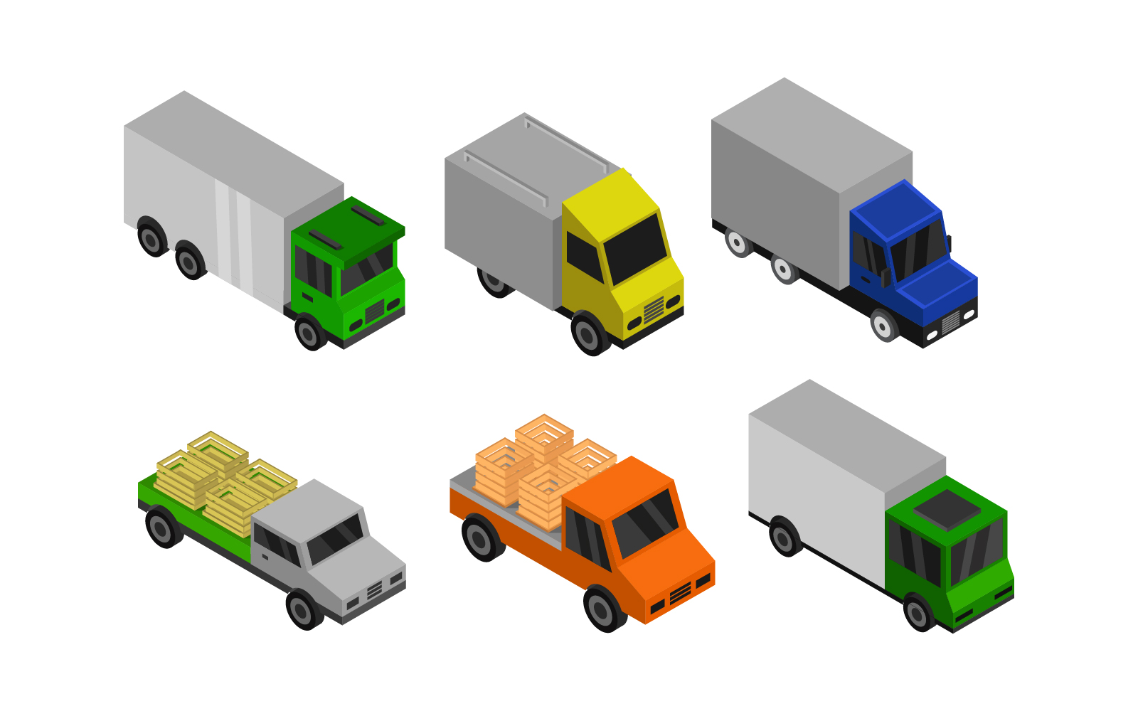 Isometric Truck Set - Vector Image