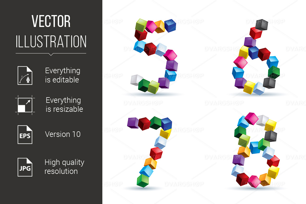 Figures Made of Colored Blocks - Vector Image