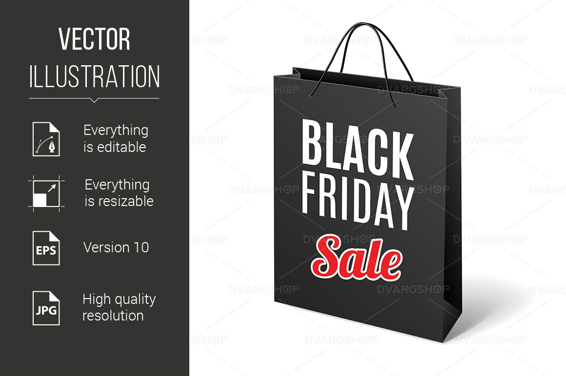 Black Friday Discounts, Increasing Consumer Growth - Vector Image