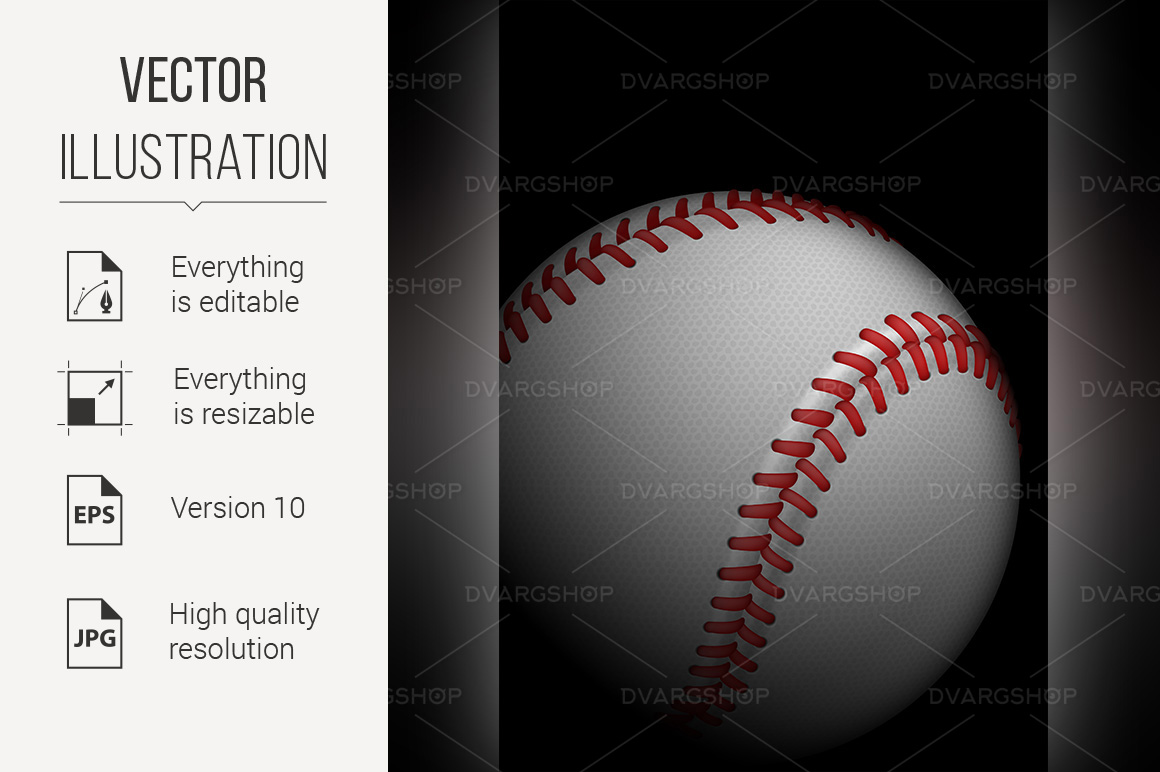 High Detailed Baseball - Vector Image